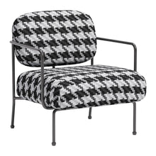 Load image into Gallery viewer, 29" Upholstered Houndstooth Arm Chair - Black And White