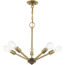 Load image into Gallery viewer, 18'' Five-Light Dimmable Chandelier With Shades - Antiqued Brass