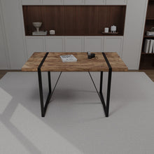 Load image into Gallery viewer, Modern Rural Industrial Dining Table, 55" Rectangular Wood With Metal Legs, Seats 4 - 6 - Wood