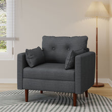 Load image into Gallery viewer, Enchantica - Upholstered Fabric Club Chair With Button Tufted And 2 Accent Pillows
