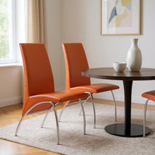Load image into Gallery viewer, Upholstered Faux Leather Dining Room Side Chairs (Set of 2) - Orange