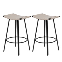 Load image into Gallery viewer, Counter Height Bar Stools Backless Handwoven Kitchen Dining Chairs With Round Footrest (Set of 2) Weaving Pub Stoo - Creamy White