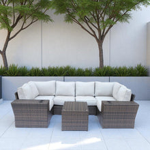 Load image into Gallery viewer, Outdoor Wicker Sectional With Weather Resistant Cushions And Table