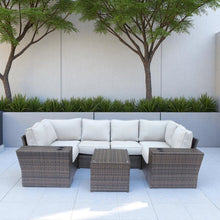 Load image into Gallery viewer, Outdoor Wicker Sectional With Weather Resistant Cushions And Table