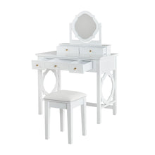 Load image into Gallery viewer, Wood Mirrored Five Drawer Vanity Table - White