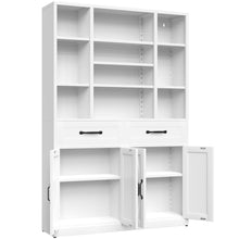 Load image into Gallery viewer, Industrial Bookcase Tall With Adjustable Shelves, Drawers & Doors