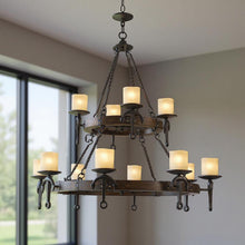 Load image into Gallery viewer, Twelve Light Resin Dimmable Chandelier With Shades - Bronze
