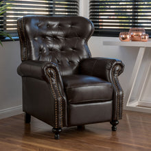 Load image into Gallery viewer, Contemporary Style Push Back Recliner With Button Tufted Stitching And Nailhead Trim