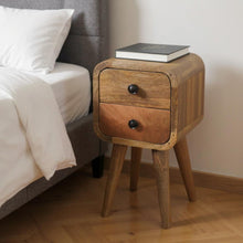 Load image into Gallery viewer, 16" Solid Wood Square Two Drawer Nightstand - Oak