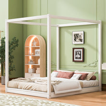Load image into Gallery viewer, Wood Canopy Platform Bed With Support Legs And Airflow Slats