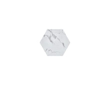 Load image into Gallery viewer, 35" Faux Marble Hexagon Drum Coffee Table - White And Gold