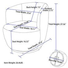 Load image into Gallery viewer, Teddy Fabric Swivel Accent Armchair Barrel Chair With Powder Coating Metal Ring