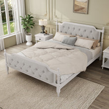 Load image into Gallery viewer, Traditional Style Solid Bed Frame With Upholstered Tufted Headboard, No Box Spring Needed