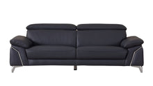 Load image into Gallery viewer, Italian Leather Sofa With Silver Legs - Blue