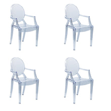 Load image into Gallery viewer, Heavy Duty Plastic King Louis Back Dining Arm Chairs (Set of 4) - Clear