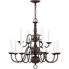 Load image into Gallery viewer, 23" Twelve Light Dimmable Chandelier With Shades - Bronze