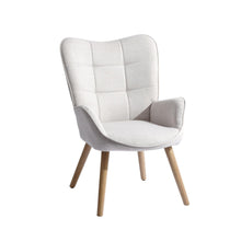 Load image into Gallery viewer, Tufted Chenille Solid Wood Wingback Chair - Beige / Natural