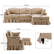 Load image into Gallery viewer, Cloud Sofa With Removable Ruffled Skirt With Ottoman And Flared Arms