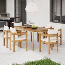 Load image into Gallery viewer, Abaco - Outdoor Patio 7 Pieces Dining Set With Chairs And Table - Teak / Beige