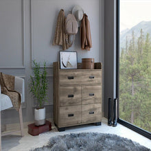 Load image into Gallery viewer, Wood Five Drawer Double Dresser - Dark Brown