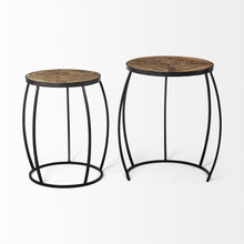 Load image into Gallery viewer, 26" Solid Wood Round End Table (Set of 2) - Black And Brown