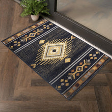 Load image into Gallery viewer, Tribes - 2'7" X 7'3" Southwest Area Rug Polypropylene - Black