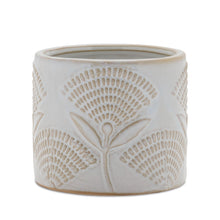 Load image into Gallery viewer, Porcelain Leaf Round Pot Planters (Set of 2) - White / Beige