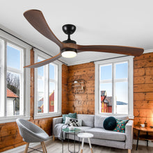 Load image into Gallery viewer, Solid Wood Ceiling Fan With Lights And Remote Control Indoor Outdoor Ceiling Fan 3 Wooden Blades Modern Ceiling Fan For Porch Living Room Bedroom