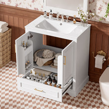 Load image into Gallery viewer, Bathroom Vanity With Sink, 1 Divided Drawer And 2 Soft Close Doors With Double Shelf