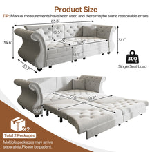 Load image into Gallery viewer, Oversized Chesterfield Pull Out Sofa Bed, Roll Arm Couch With Flower Tufting For Living Room