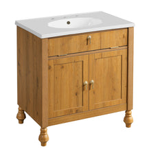 Load image into Gallery viewer, Bathroom Vanity With Seashell Resin Sink, Flip Up Storage, Soft Close Doors - Brown