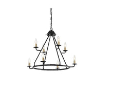Load image into Gallery viewer, Candle Style Eight Light Metal Dimmable Chandelier - Black / Gold