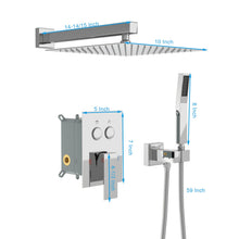 Load image into Gallery viewer, Dual Shower Head System With Square Rain Shower And Rough In Valve