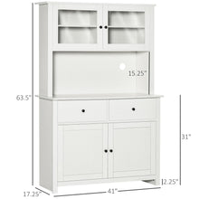 Load image into Gallery viewer, Homcom - 63.5" Kitchen Buffet With Hutch, Pantry Storage Cabinet With 4 Shelves, Drawers, Framed Glass Doors, Open Microwave Countertop - Antique White