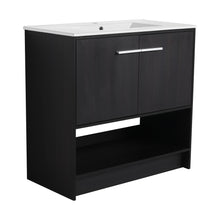 Load image into Gallery viewer, Modern Bathroom Vanity With Ceramic Sink, Freestanding Cabinet, Soft Closing Doors
