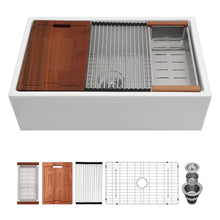 Load image into Gallery viewer, Farmhouse Sink Workstation, Ceramic Single Bowl With Accessories