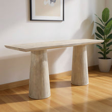 Load image into Gallery viewer, 72" Solid Wood Distressed Double Pedestal Console Table - Natural