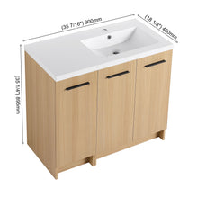 Load image into Gallery viewer, Wall Mounted Floating Bathroom Vanity With Sink, 3 Door Modular Cabinet