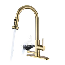 Load image into Gallery viewer, 3 In 1 Kitchen Faucet With Press Type Glass Rinser, High Arc Pull Down Sprayer