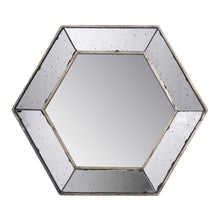 Load image into Gallery viewer, 18" Hexagon Wall Mounted Vintage Style Glass Frame Accent Mirror - Pearl Silver