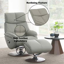 Load image into Gallery viewer, Kandoro - Top Grain Leather Accent Chair With Swivel & Ottoman - Gray