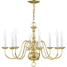 Load image into Gallery viewer, 18'' Eight Light Dimmable Chandelier With Shades - Brass