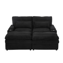 Load image into Gallery viewer, Convertible Loveseat Sofa With Storage, USB Ports, Cup Holders