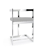 Load image into Gallery viewer, Velvet And Stainless Steel Low Back Counter Height Bar Chair - Gray And Silver