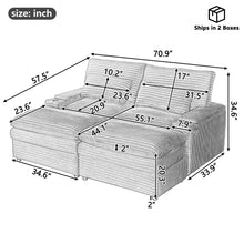Load image into Gallery viewer, Loveseat Sofa Sectional Convertible With Storage And USB Ports - Gray