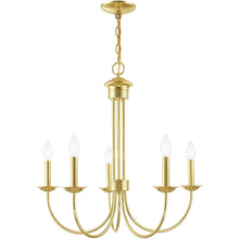 Load image into Gallery viewer, 24" Five Light Dimmable Chandelier With Shades - Brass