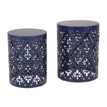 Load image into Gallery viewer, Modern Iron Cut Design End Table (Set of 2) - Navy Blue