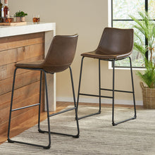 Load image into Gallery viewer, Barstool With Upholstery And Foot Rail - Vintage Brown