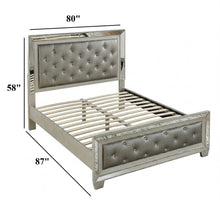 Load image into Gallery viewer, Glamorous Tufted Headboard Bed With Mirror Trim