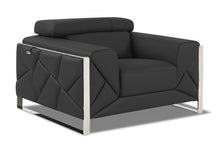 Load image into Gallery viewer, Mod Leather And Chrome Deco Accent Chair - Charcoal Gray